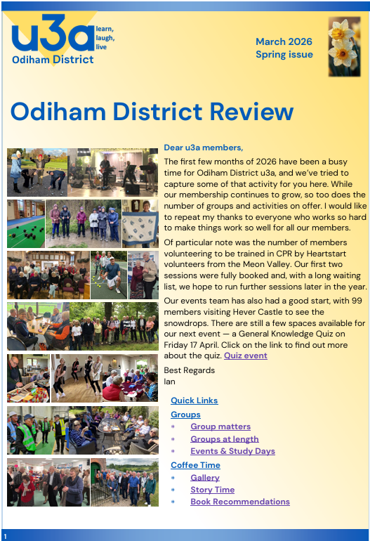 Front page of the spring 2026 review